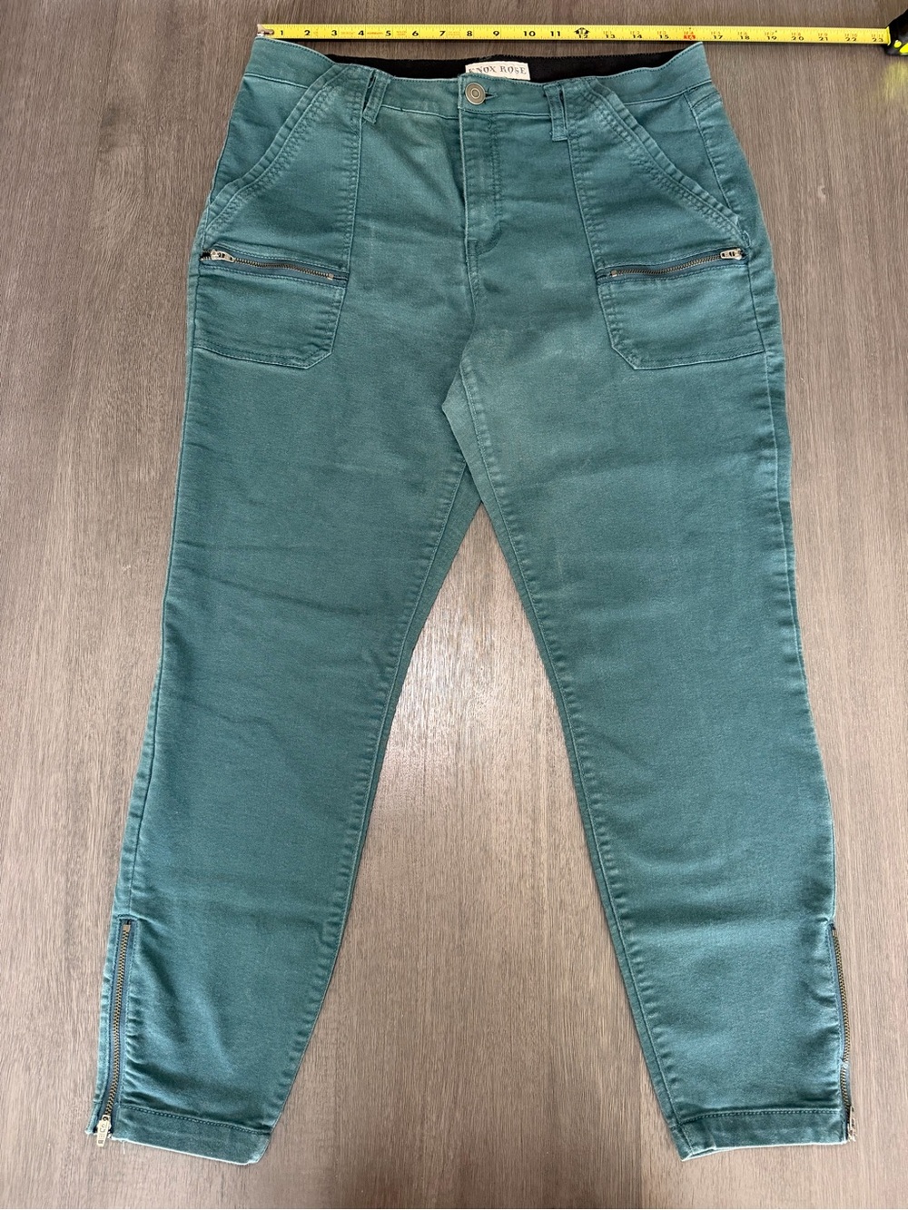 Knox Rose Teal Utility Cargo Ankle Zip Pants Size 14
